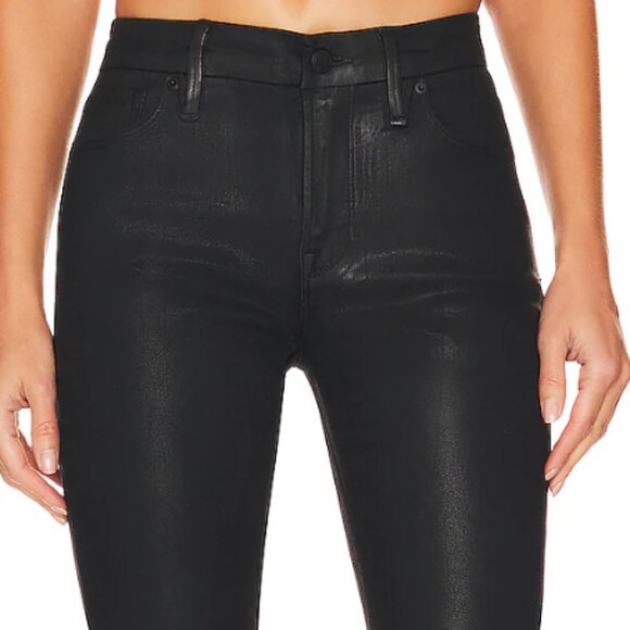 Good American Good Straight Coated Black Jeans Size 12 (Waist 31) (leather look) - Picture 1 of 14